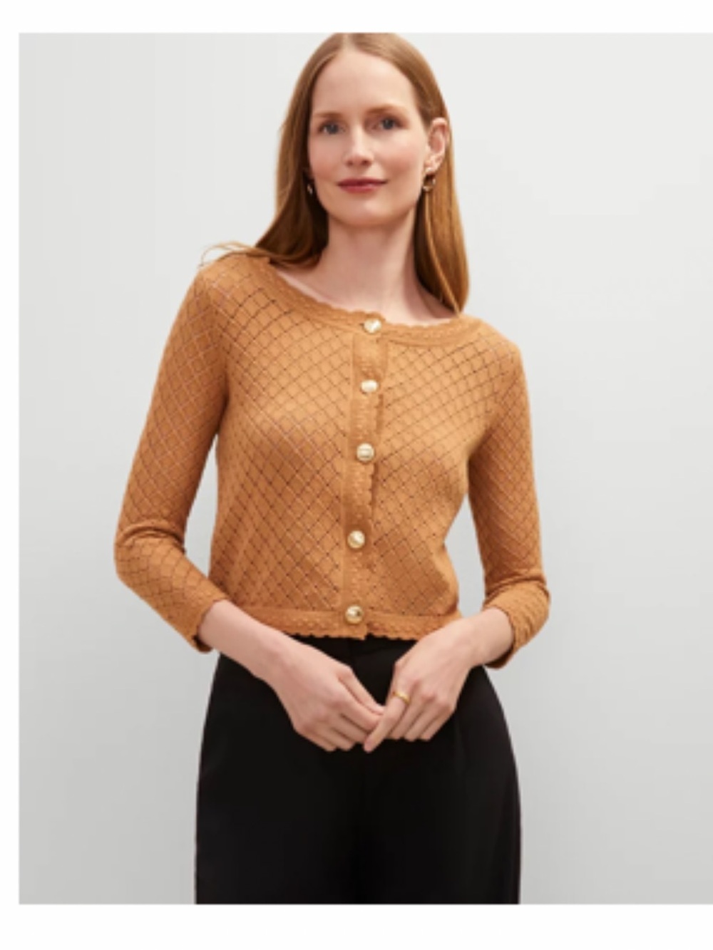 Ann Taylor Scalloped Ballet Neck Cardigan